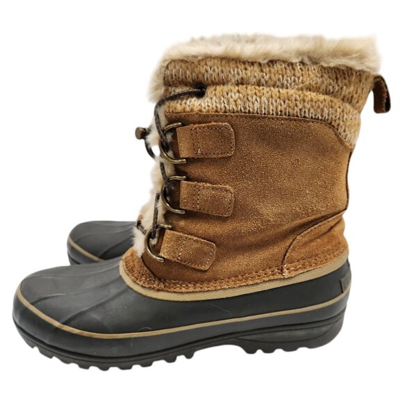 Lands End Womens Insulated Duck Boots With Faux Fur Suede Upper & Rubber Sole - Picture 2 of 8